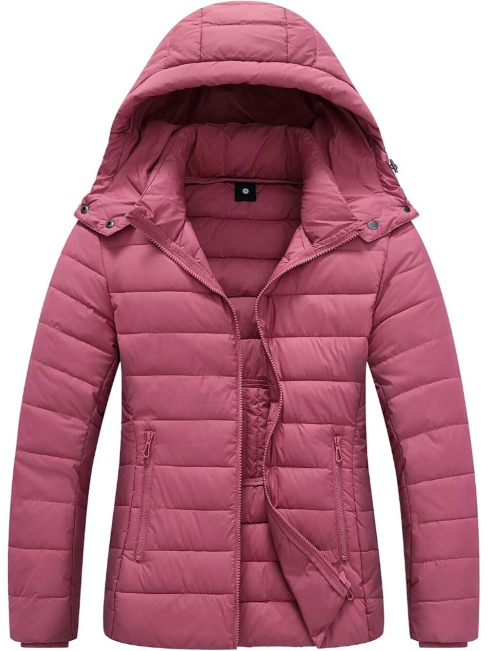 Women's Rose Red Lightweight Waterproof Puffer Jacket Warm For Cold Winters